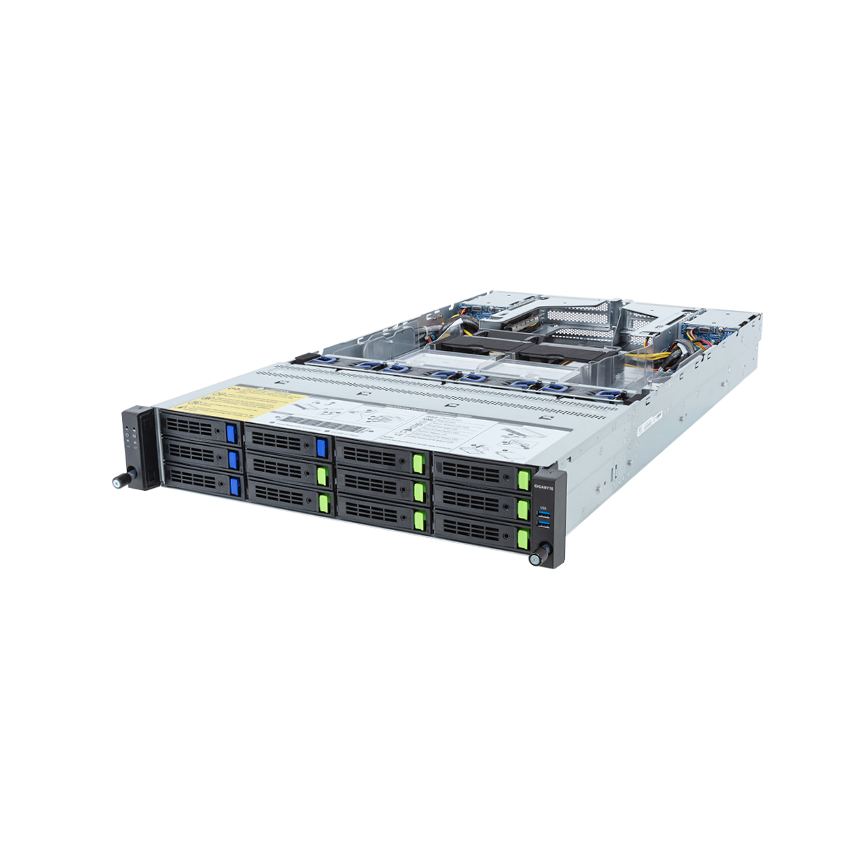 R283-Z97 Gigabyte Server, 1 x AMD EPYC 9354P, 4 x 32GB RAM, 2 x 960GB NVMe SSD, 2 x 960GB SATA SSD, 2 x NVIDIA L40S 48GB GPU - NEW
