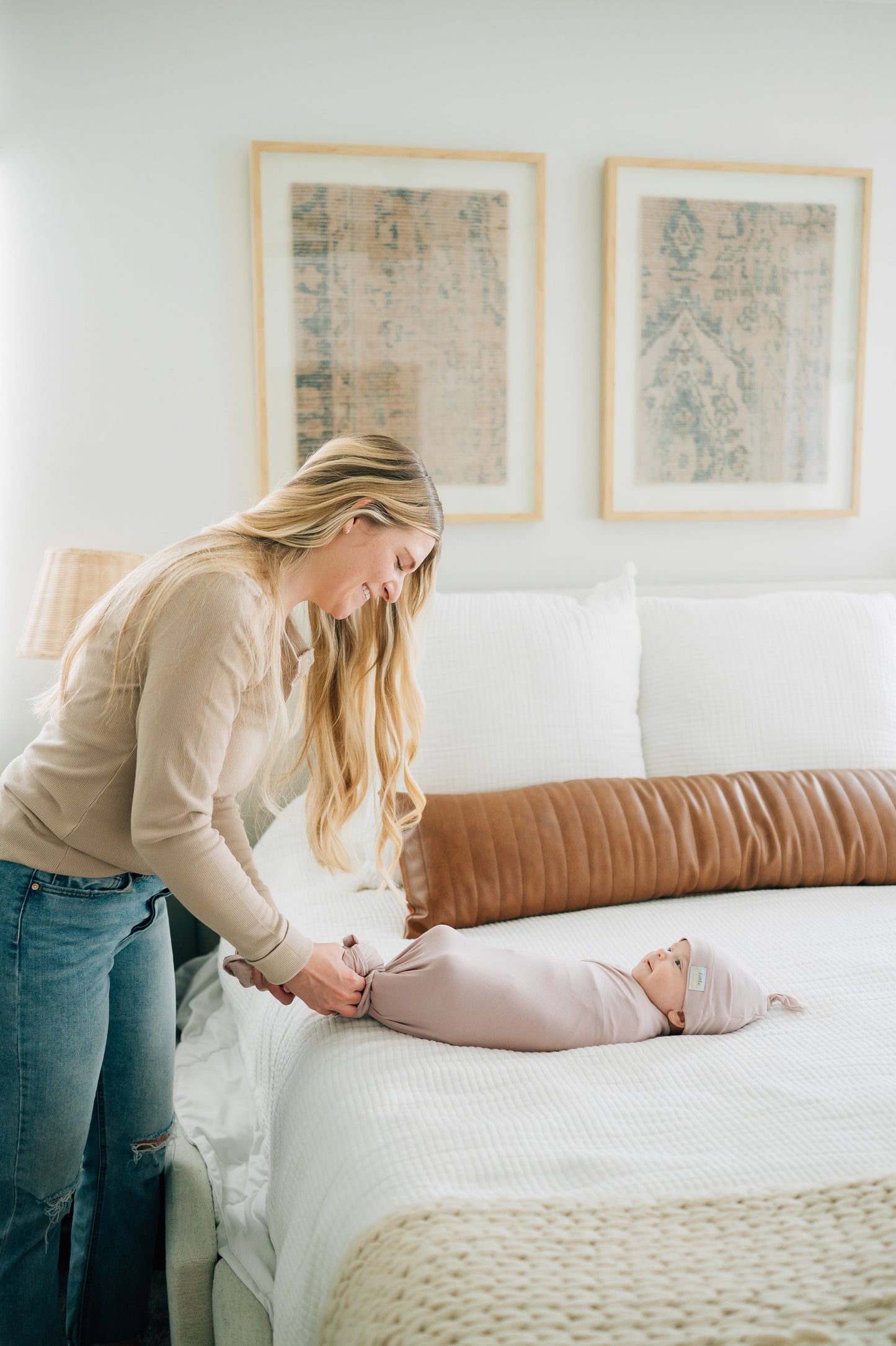 Swaddle and Hat - Blush