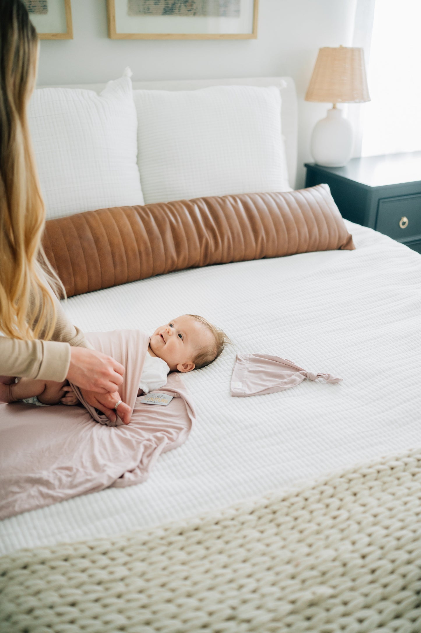 Swaddle and Hat - Blush