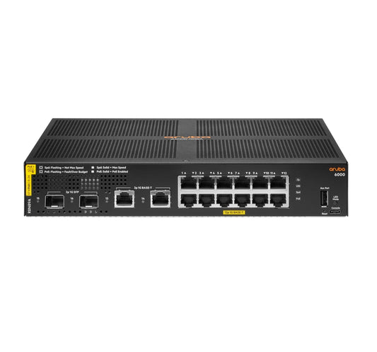 R8N89A Aruba 6000 12G Class4 PoE 2G/2SFP 139W Managed L3 Gigabit Ethernet (10/100/1000) Power over Ethernet (PoE) 1U - NEW